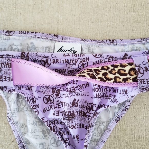 HURLEY - Purple Leopard Logo Print Bikini Lot Triangle Top Cheeky Bottom… - Picture 9 of 14